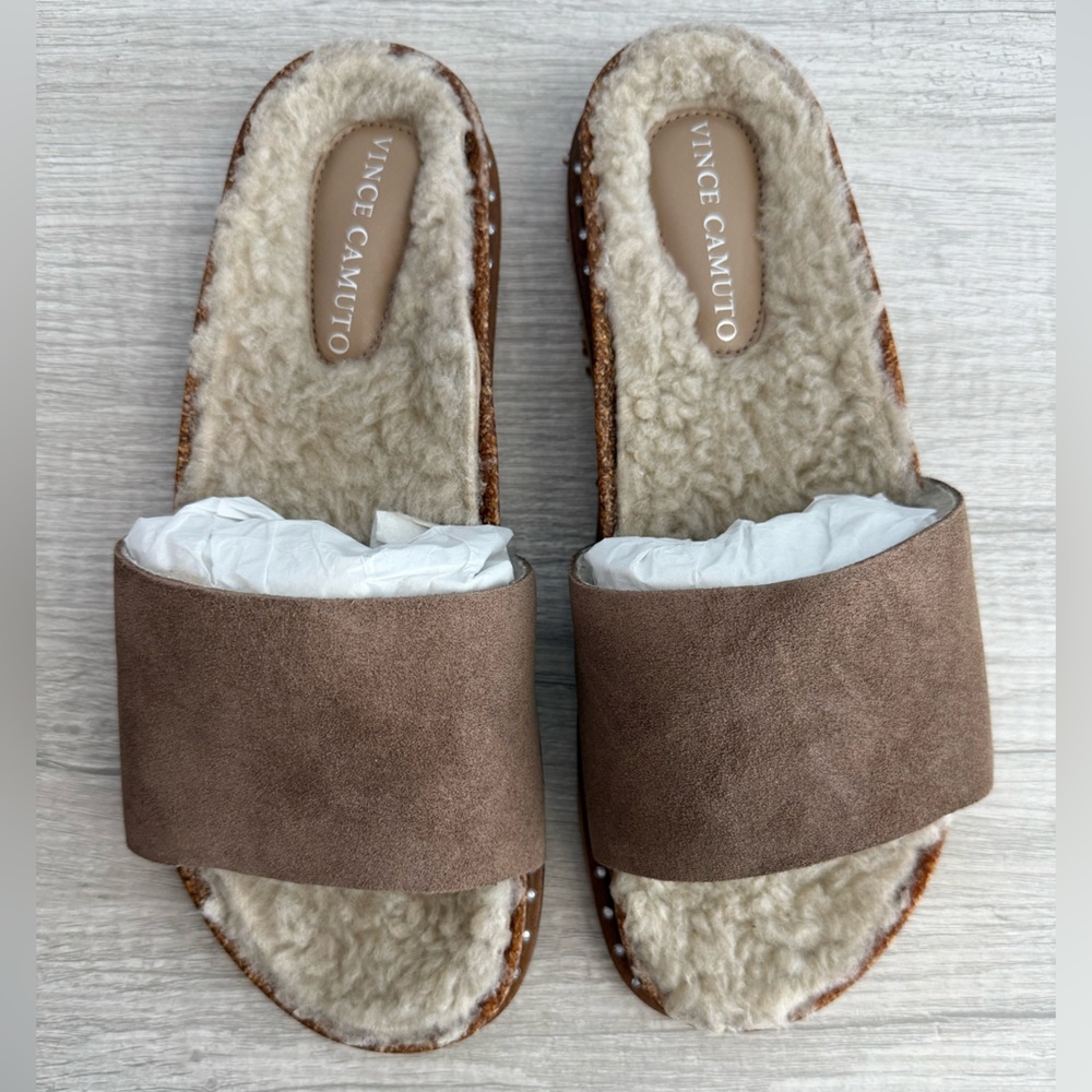 Vince Camuto Kanadial Slide Sandal - Tuscan Taupe Verona Suede Size 9 - Picture 4 of 8